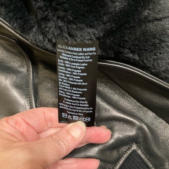 New Alexander Wang Leather Faux Fur Bomber Jacket - Picture 7 of 7